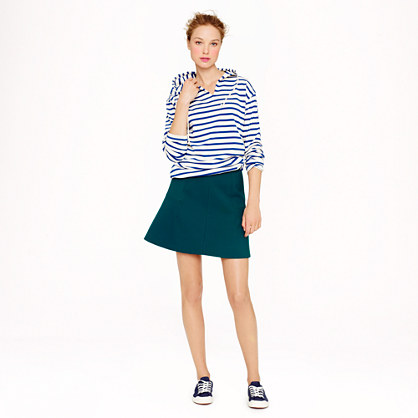 J.Crew Fluted Skirt in Double Crepe in Pack Green