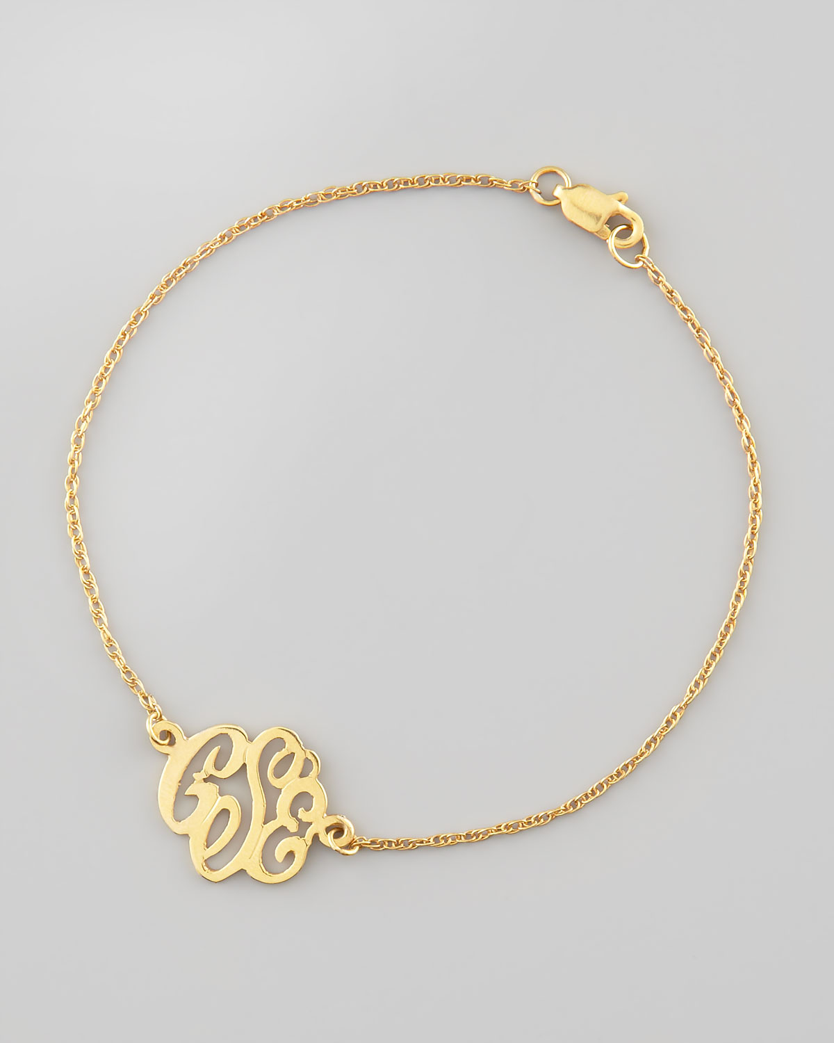 Moon and Lola Mini Gold Script Monogram Bracelet