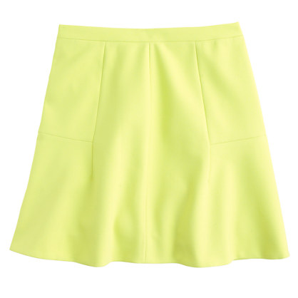 jcrew fluted skirt in double crepe pale citrus