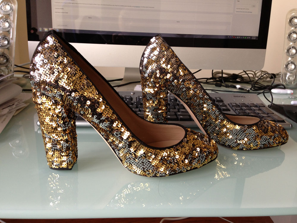 J crew store glitter heels