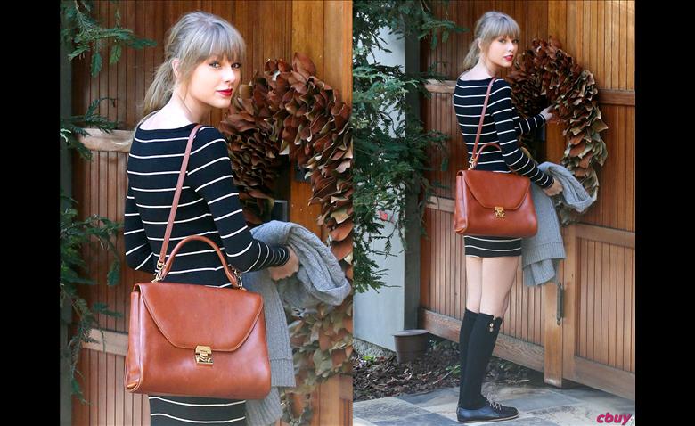 taylor-swift-mark-cross-scottie-satchel-striped-dress-black-high-socks-flats-1