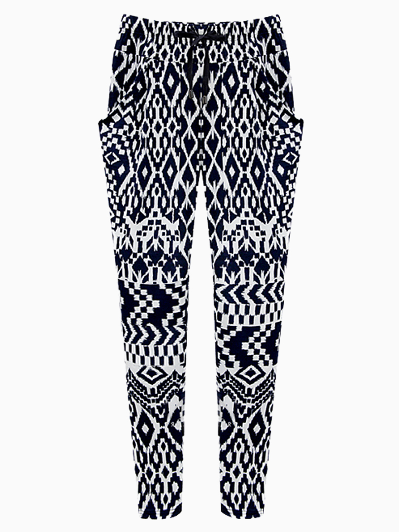 Choies Geometric Print Elastic Waist Harem Pants 