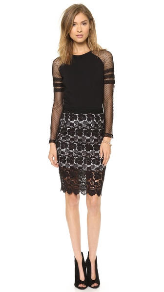Rebecca Minkoff Angelica Floral Lace Skirt