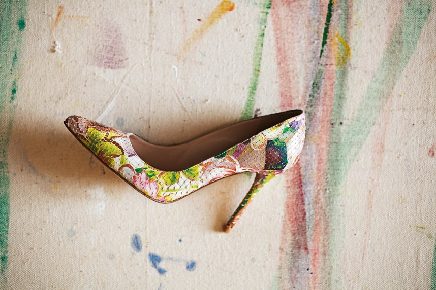 Stuart Weitzman Rose Python Floral Nouveau Pump