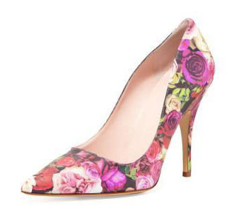 Kate Spade Licorice Floral-Print Leather Pumps
