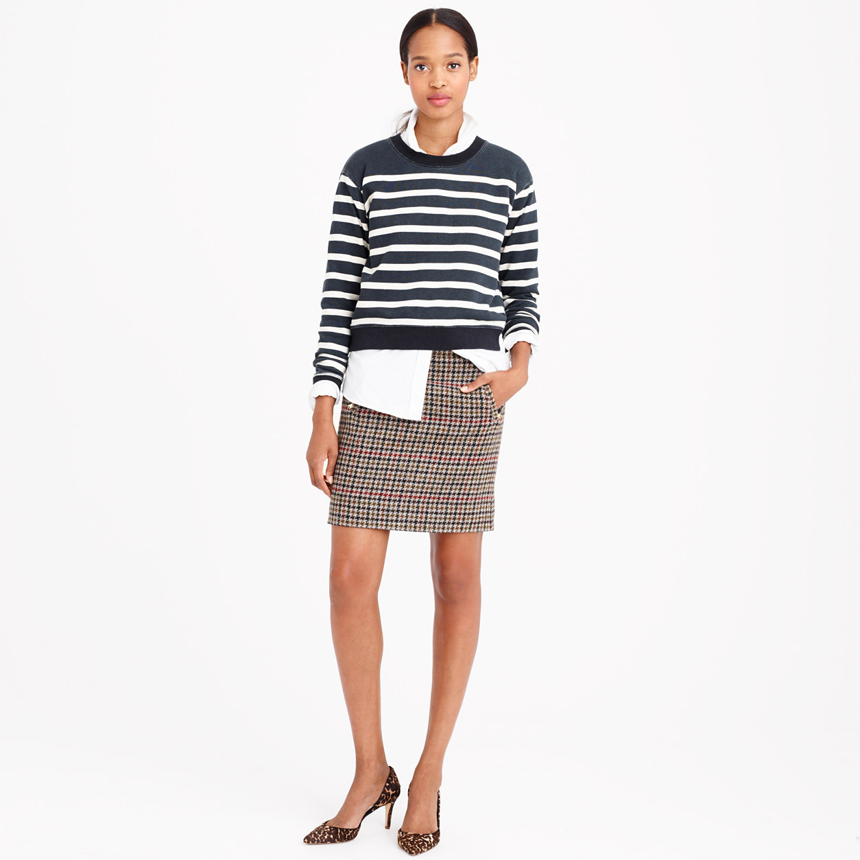 J.Crew Zip-Pocket Mini Skirt in Tweed
