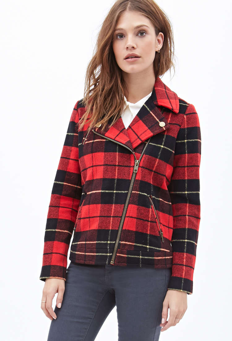 Forever21 Plaid Moto Jacket