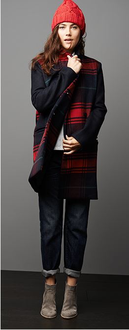 Gap Festive Plaid Car Coat