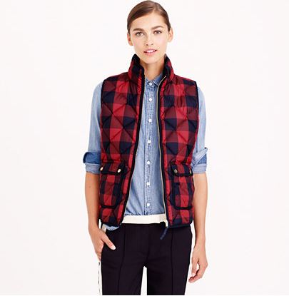 jcrew excursion quilted vest in buffalo check