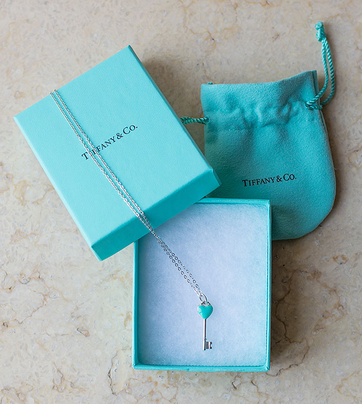 Tiffany's Heart Key Charm Pendant Necklace