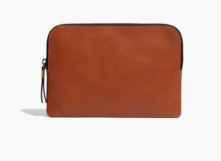 Madewell Medium Pouch Clutch in English Saddle